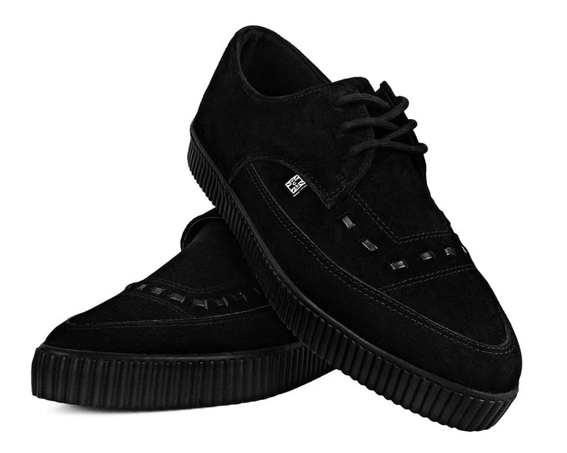 A3263 Black Suede Tie Pointed Lace Up EZC