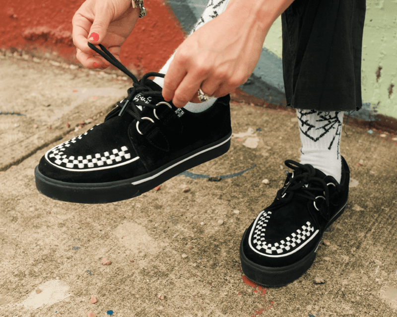 A9182 Black Suede White Interlace Sneaker