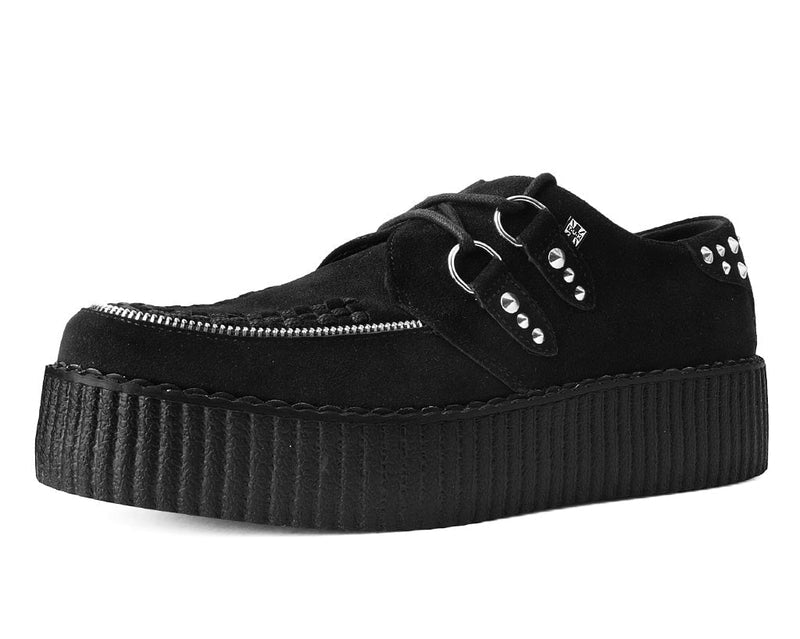 V3075 Black Suede Zipper Studded Mondo Creeper