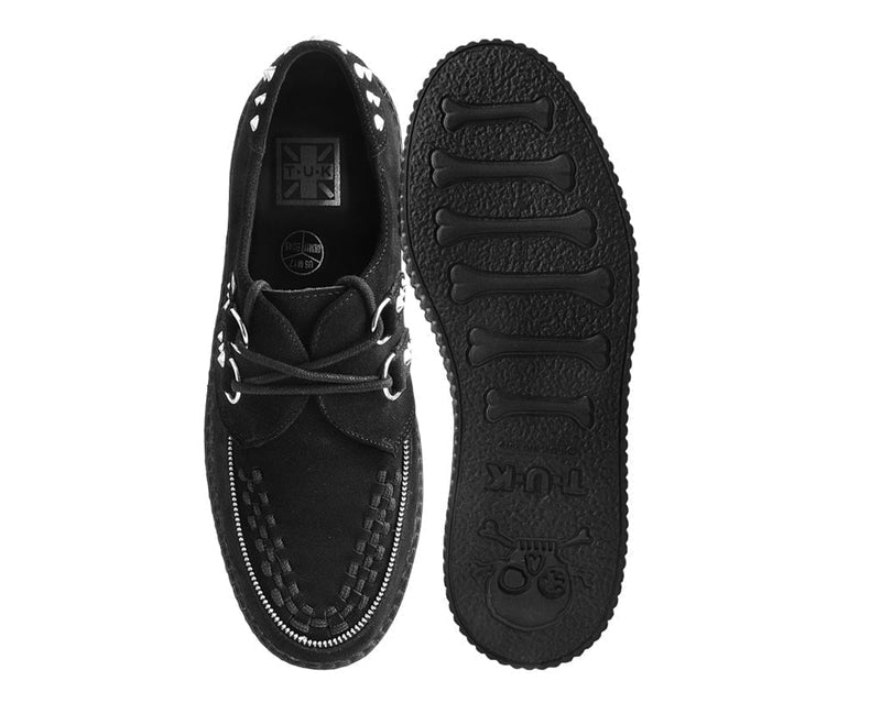 V3075 Black Suede Zipper Studded Mondo Creeper