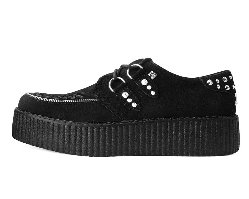 V3075 Black Suede Zipper Studded Mondo Creeper
