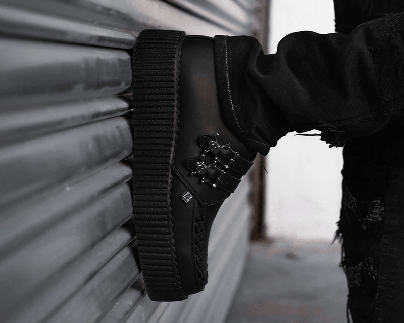V9743 Black TUKskin™ 2-Buckle Skull Creeper