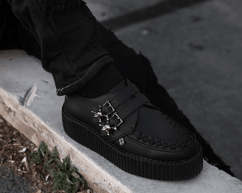 V9743 Black TUKskin™ 2-Buckle Skull Creeper