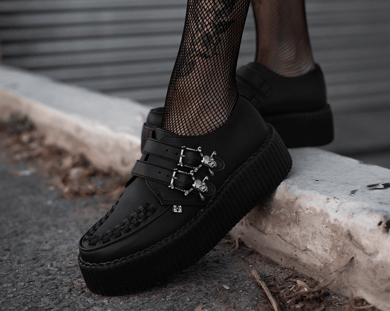 V9743 Black TUKskin™ 2-Buckle Skull Creeper
