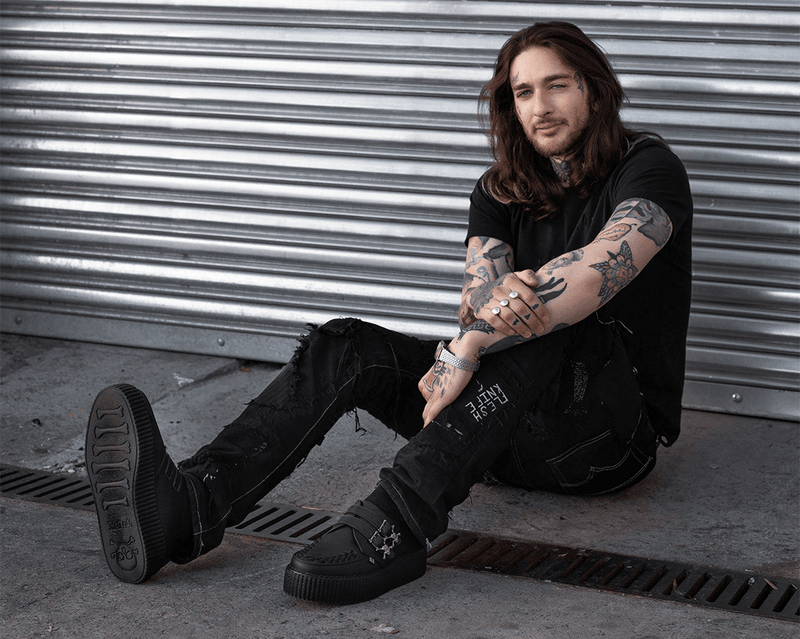V9743 Black TUKskin™ 2-Buckle Skull Creeper