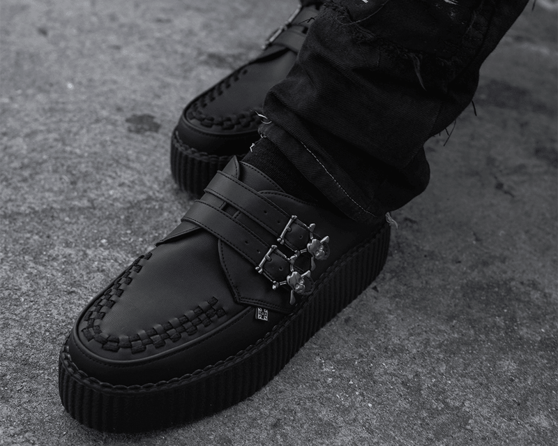 V9743 Black TUKskin™ 2-Buckle Skull Creeper