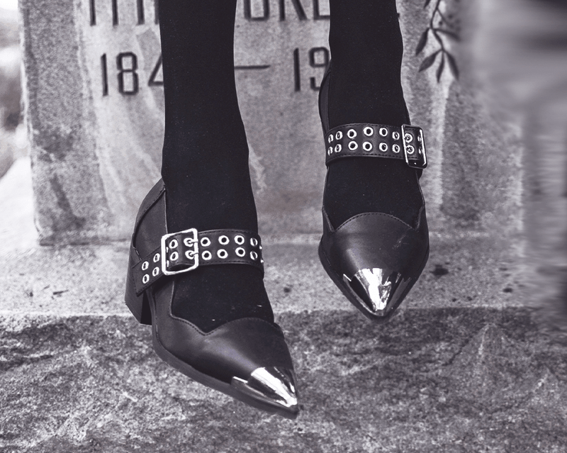 A3289L Black TUKskin Cuban Heel Mary Jane