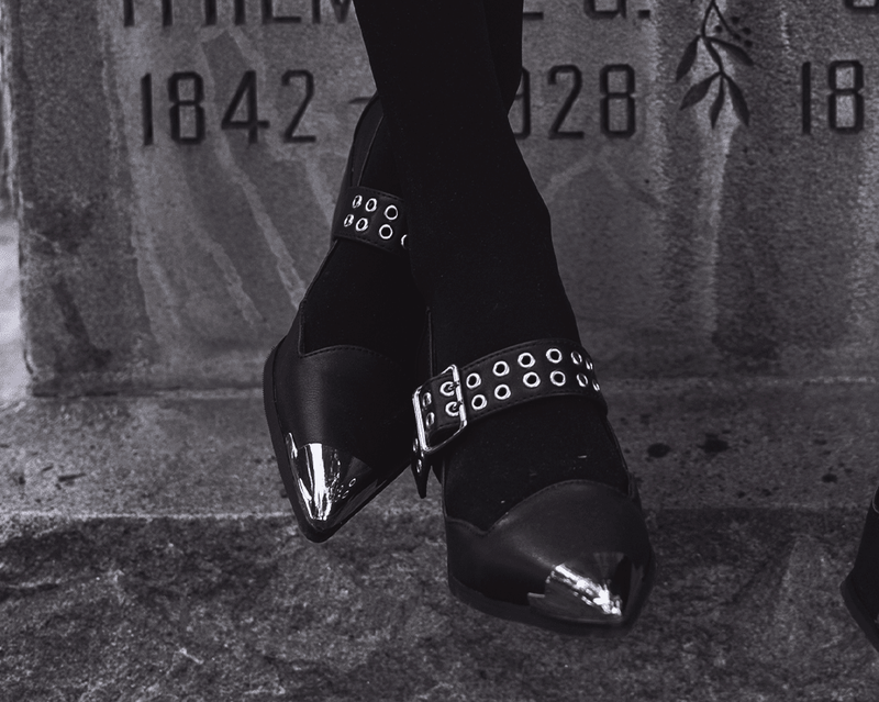 A3289L Black TUKskin Cuban Heel Mary Jane