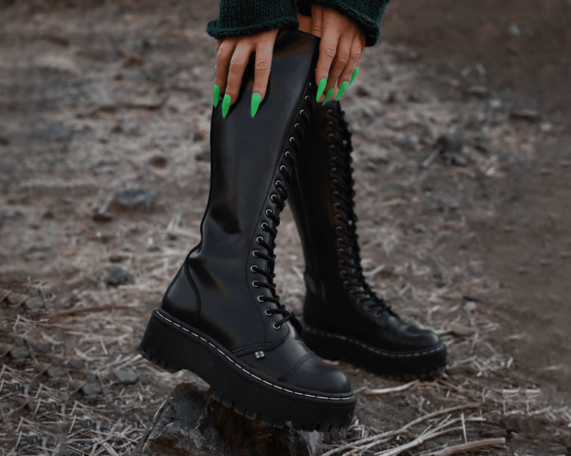 A3117 Black TUKskin™ Knee-high Double Decker Boot