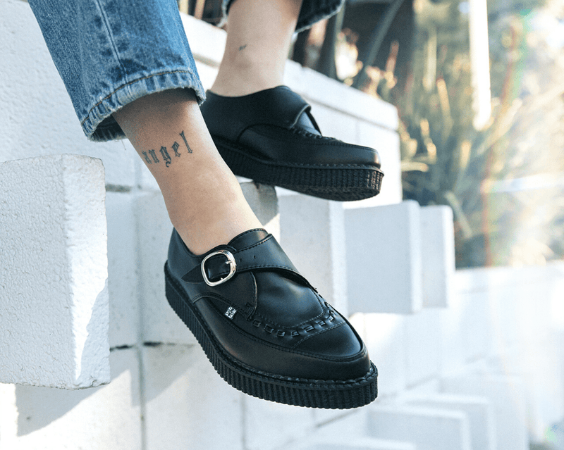 A9324 Black TUKskin™ Pointed Buckle Creeper