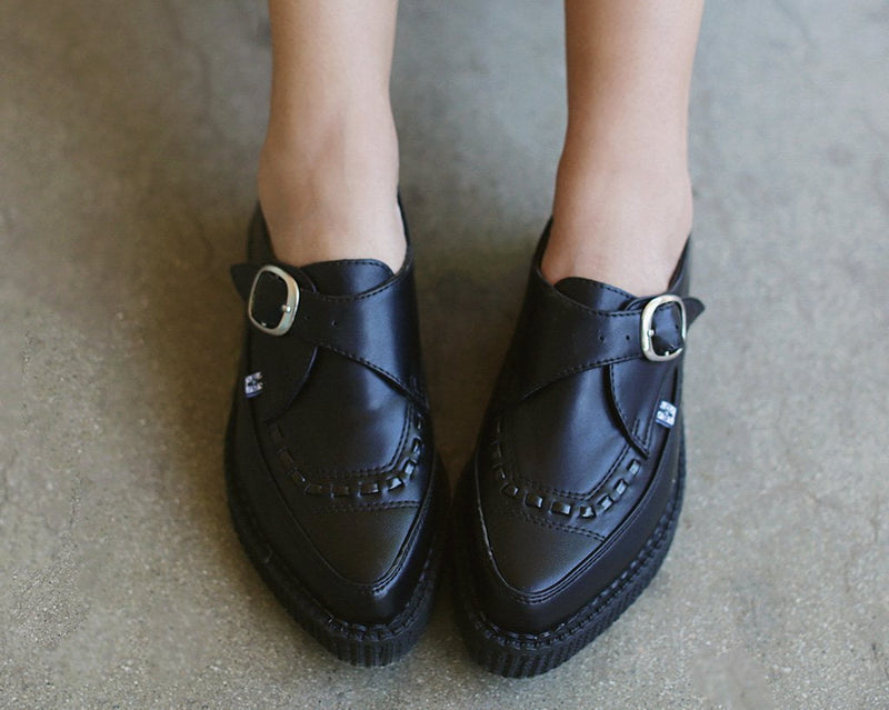 A9324 Black TUKskin™ Pointed Buckle Creeper