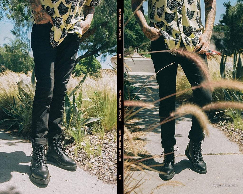 A9636 Black TUKskin™ Pointed Lace Up Boot