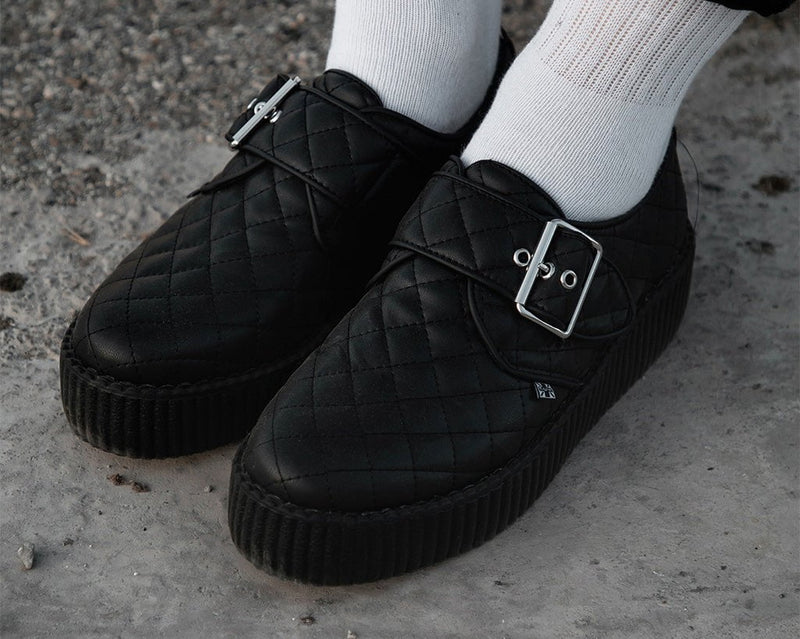 V3301 Black TUKskin Quilted Buckle Viva Mondo Creeper