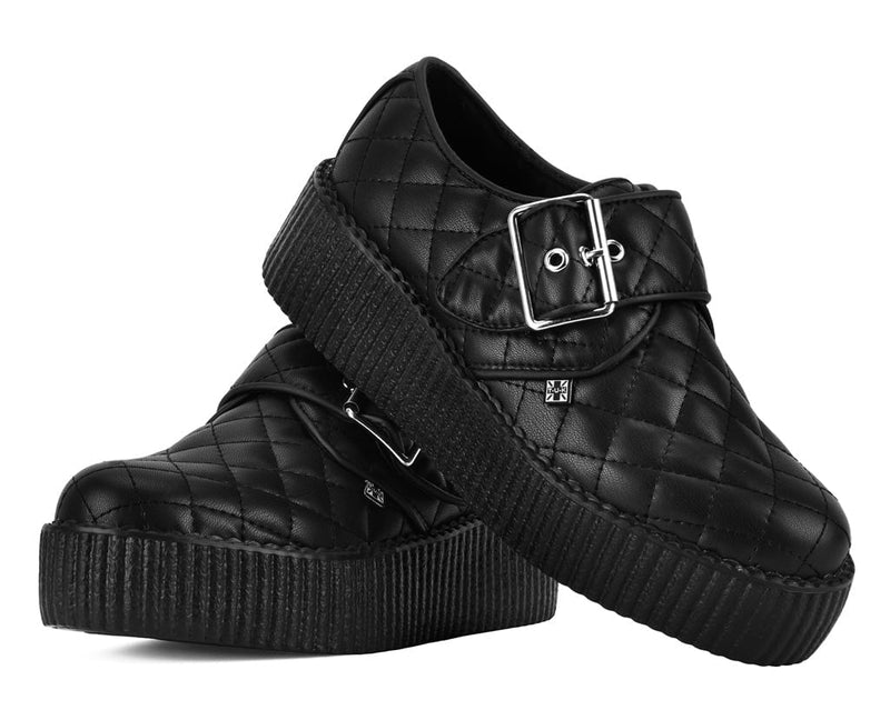 V3301 Black TUKskin Quilted Buckle Viva Mondo Creeper