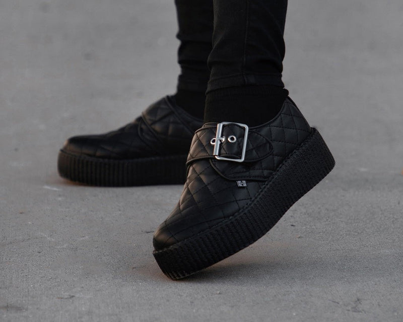 V3301 Black TUKskin Quilted Buckle Viva Mondo Creeper
