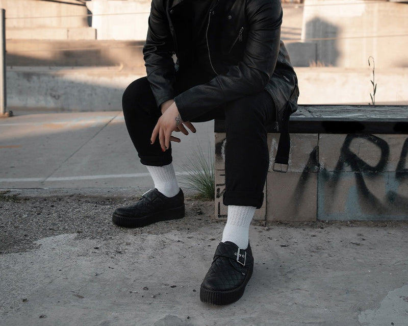 V3301 Black TUKskin Quilted Buckle Viva Mondo Creeper