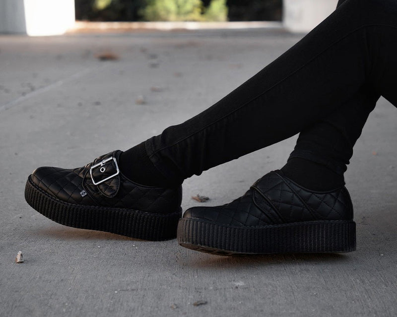 V3301 Black TUKskin Quilted Buckle Viva Mondo Creeper