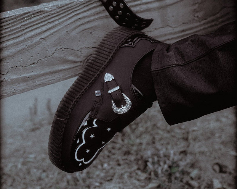 V3287 Black TUKskin Western Buckle Viva Mondo Creeper