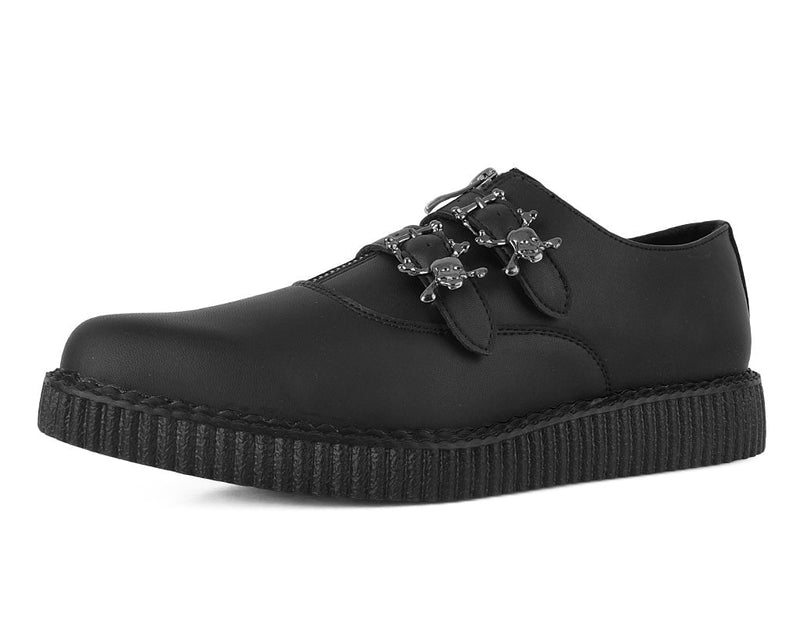 A3210 Black TUKskin Zipper Skull Pointed Creeper