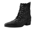 T2312L Black Victorian 8-Eye Spiderweb Pointed Anarchic Heel