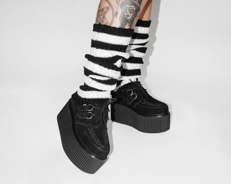 TSK1163 Black & White Stripe Knit Leg Warmer TSK1163-OS