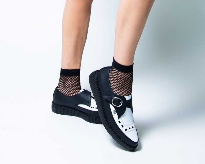 A3228 Black & White TUKskin Pointed Buckle Creeper