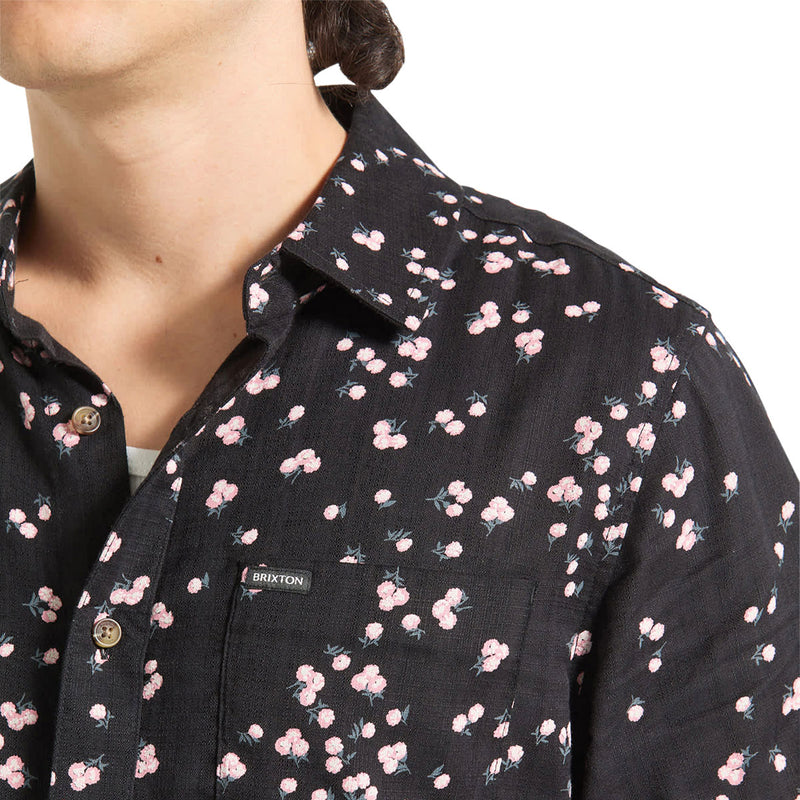 Brixton Charter Slub Shirt - Black/Pink