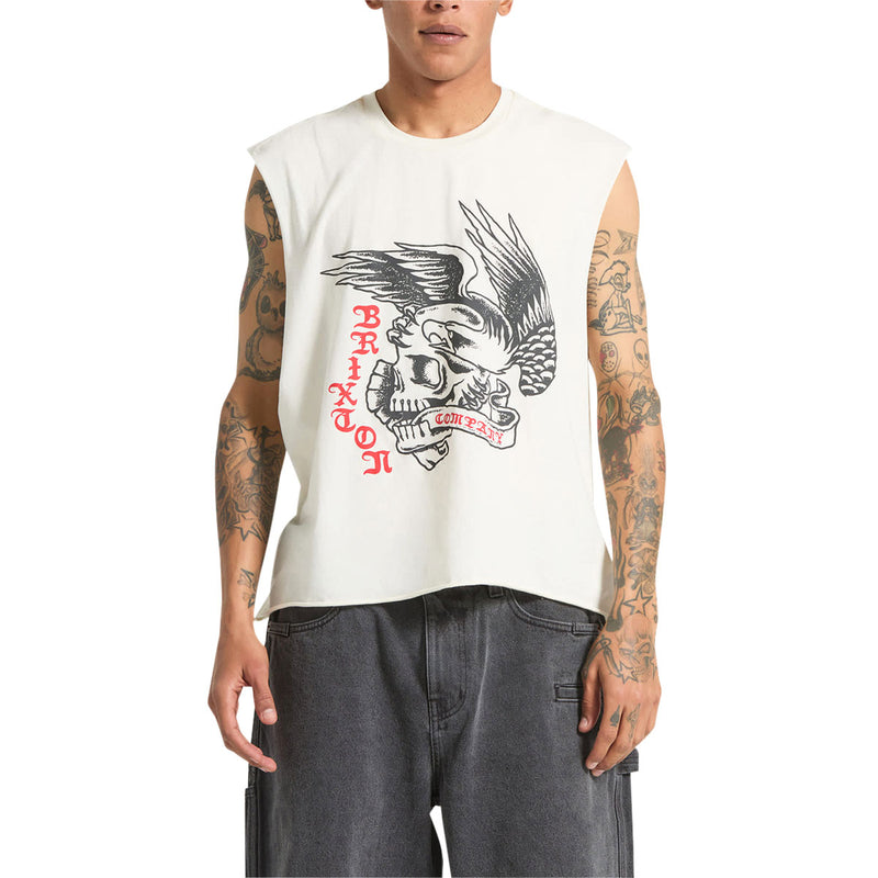 Brixton Wolcott Worn In Boxy Muscle Tank Top - Off White