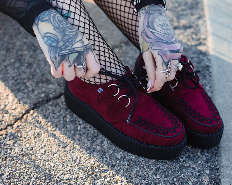 V3291 Burgundy Faux Suede Viva Mondo Creeper