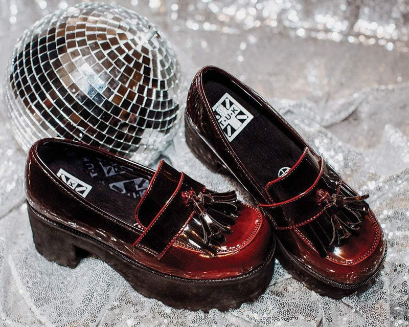 A9827L Burgundy Gradient Loafer Platform