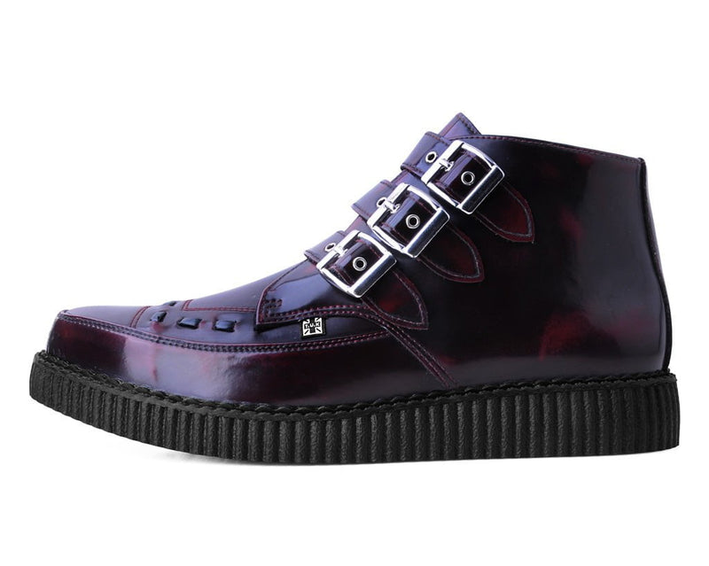 A3170 Burgundy Rub-Off 3-Buckle Pointed Creeper Boot