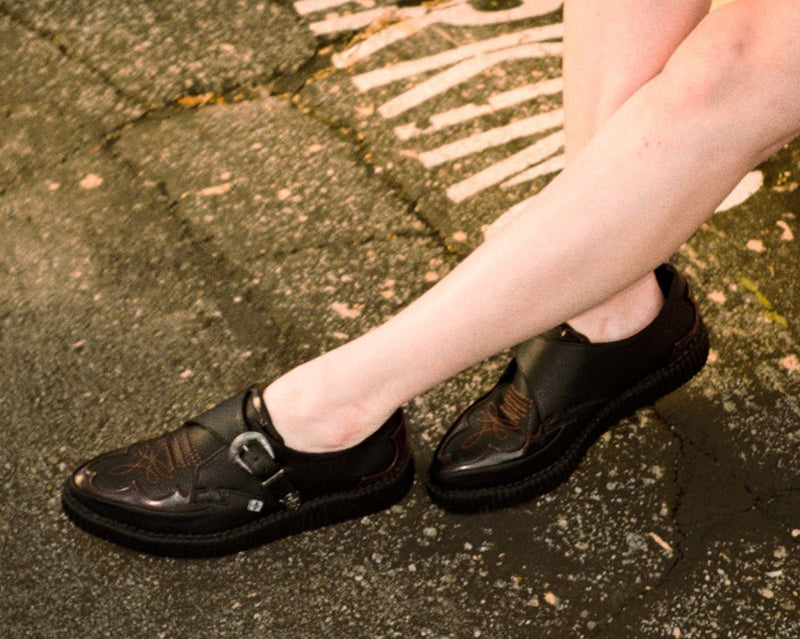 A3171 Burgundy Rub-Off Western Pointed Creeper