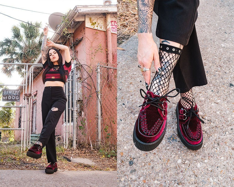 V8463 Burgundy Velvet Viva Mondo Creepers