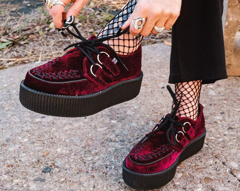 V8463 Burgundy Velvet Viva Mondo Creepers