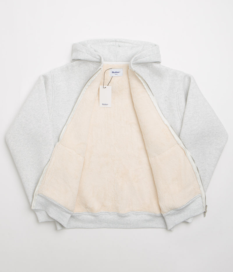 Butter Goods Pile Lined Zip-Thru Hoodie in Ash