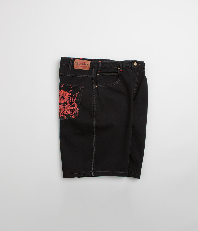 Butter Goods x Daniel Johnston Dragon Denim Shorts in Washed Black
