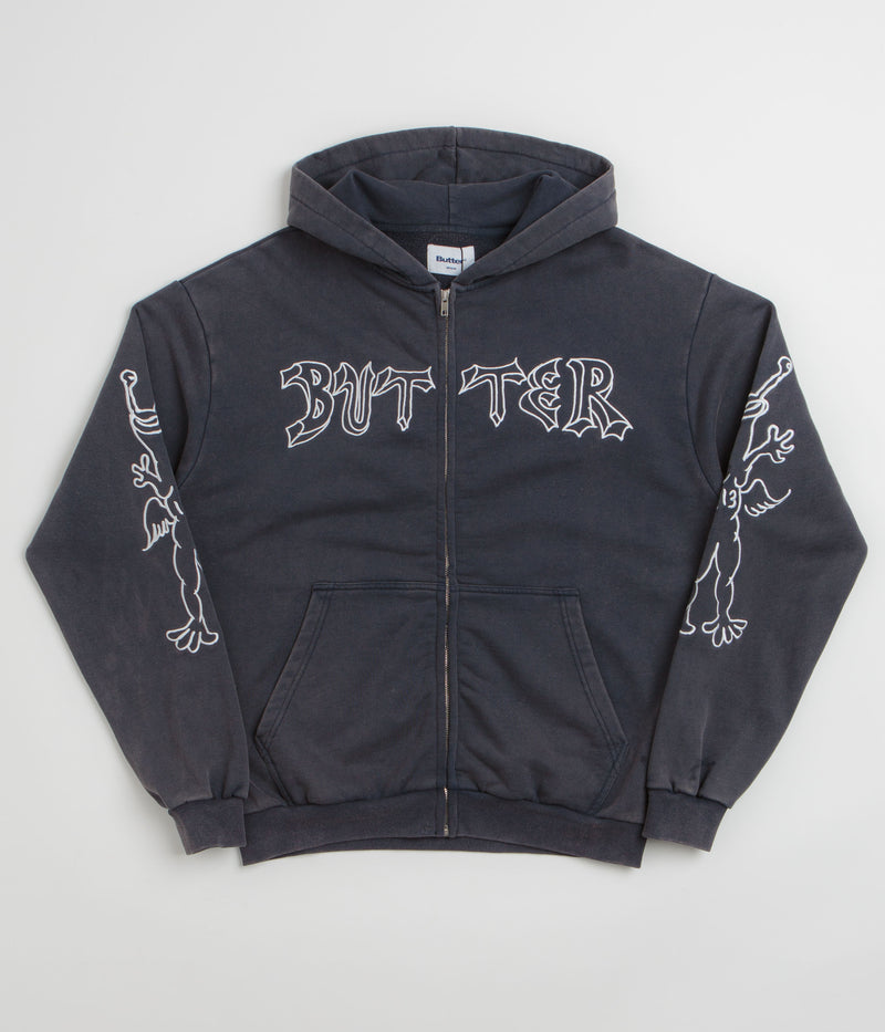 Butter Goods x Daniel Johnston Thirteen Zip-Thru Hoodie in Washed Navy
