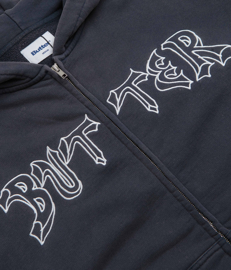 Butter Goods x Daniel Johnston Thirteen Zip-Thru Hoodie in Washed Navy