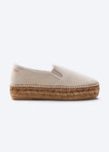 Castell Beige Canvas Slip On Women Espadrille Flatfrom