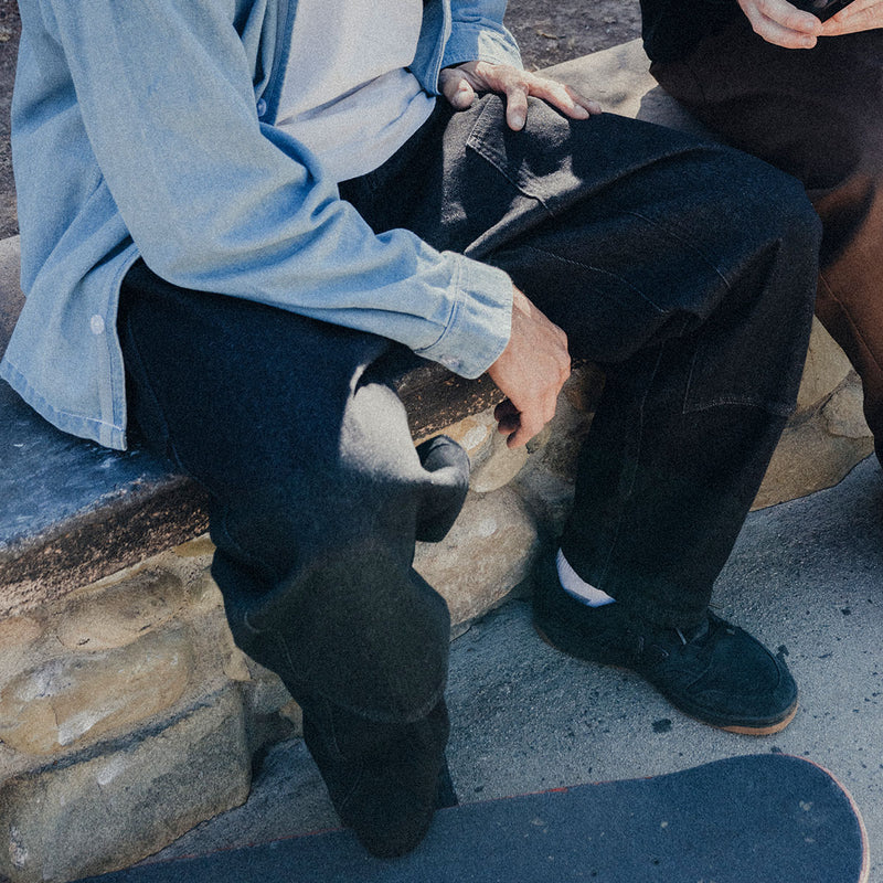 CCS 4x4 Reinforced Baggy Taper Denim Jeans - Black