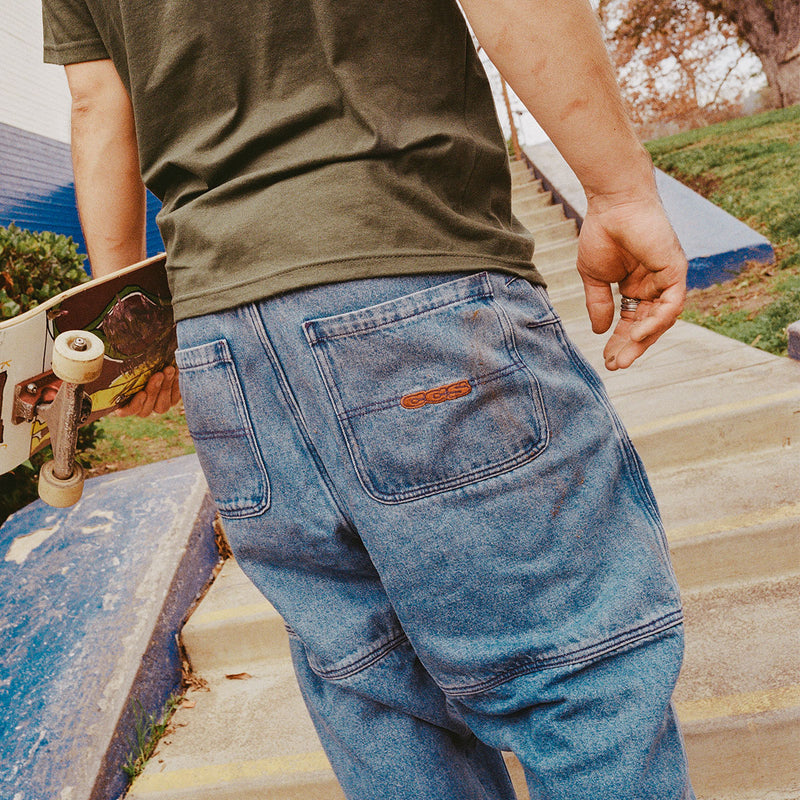 CCS 4x4 Reinforced Baggy Taper Denim Jeans - Medium Wash