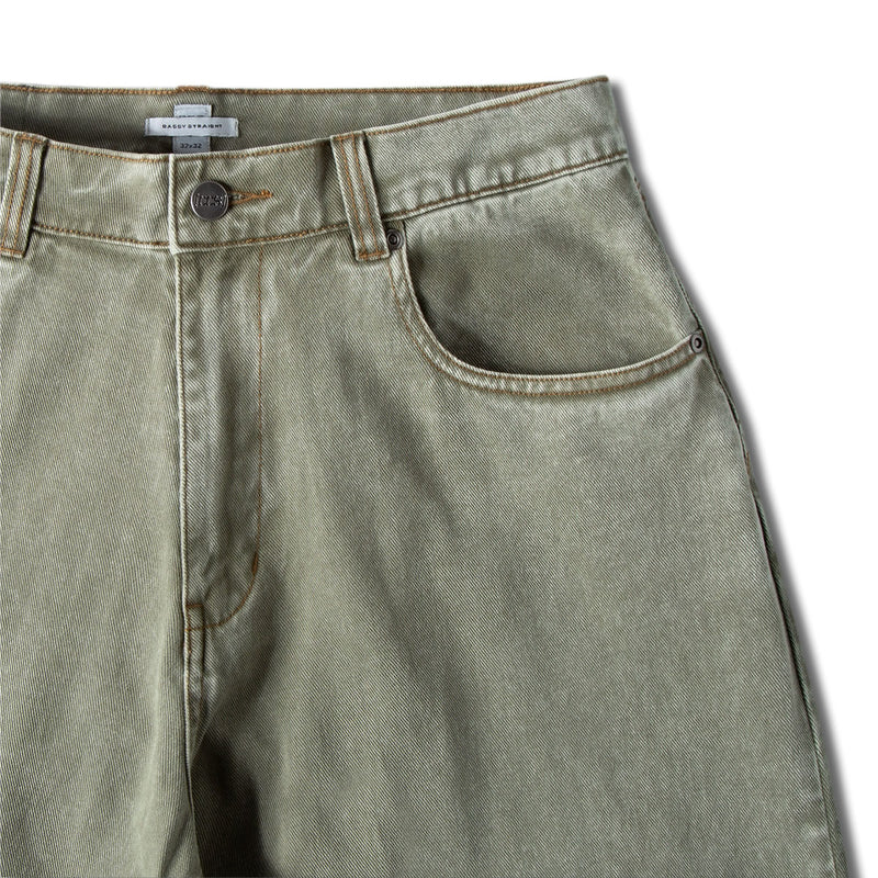 CCS Baggy Straight Denim Jeans - Faded Olive