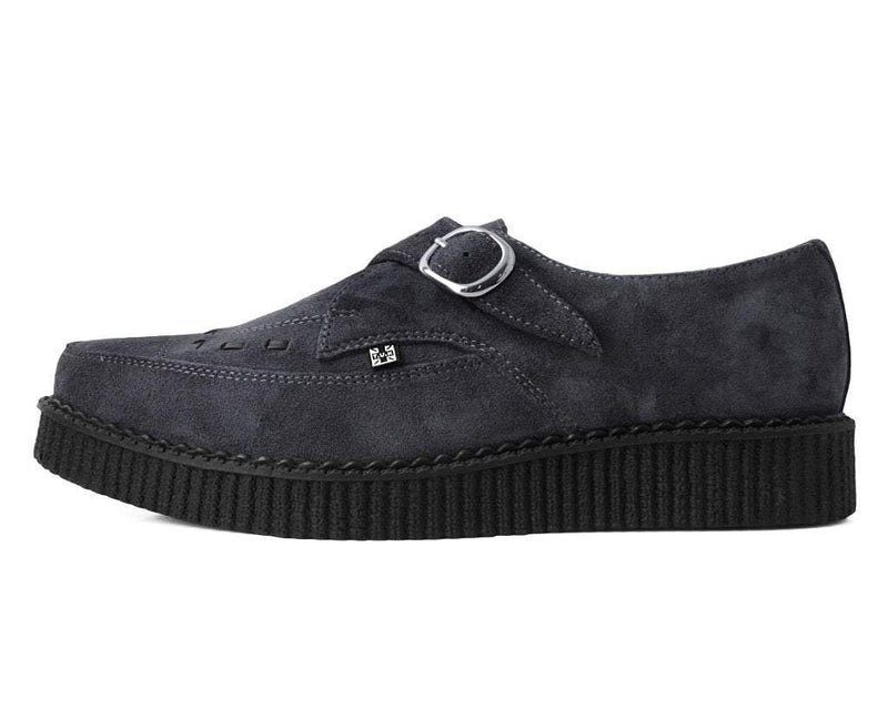 A9764 Charcoal Suede Buckle Pointed Creeper