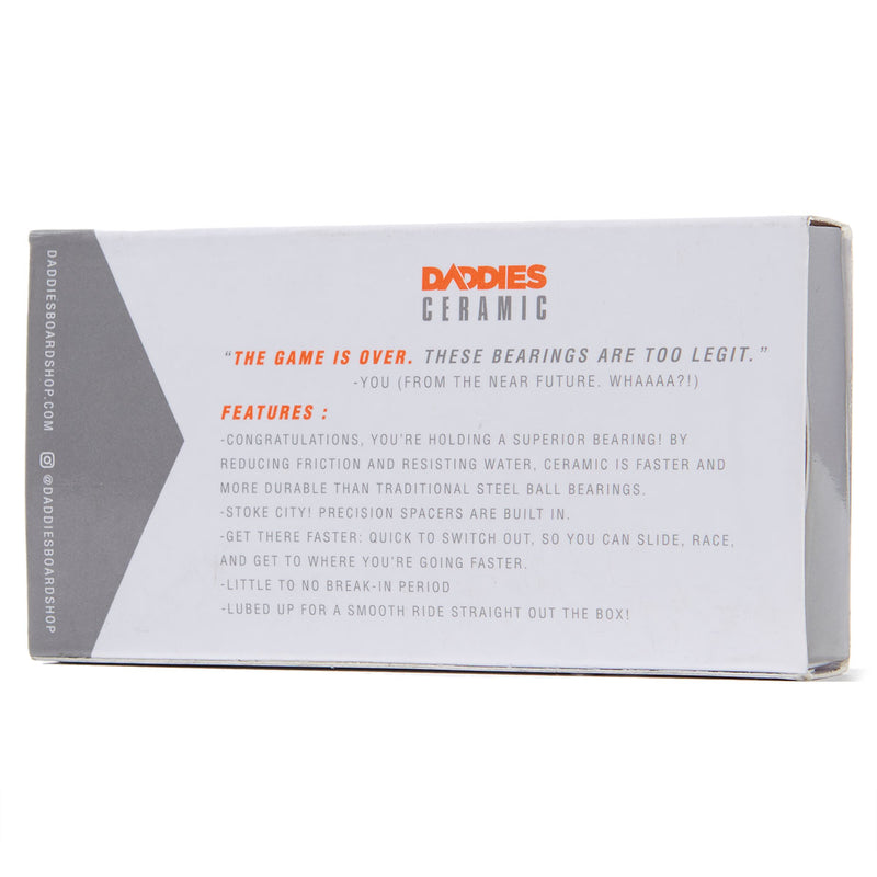 Daddies Ceramic Built In Skateboard Bearings - White