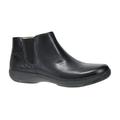 Dansko Women's Sherry Black bootie: low heel, side elastic panel & slip-resistant textured back.