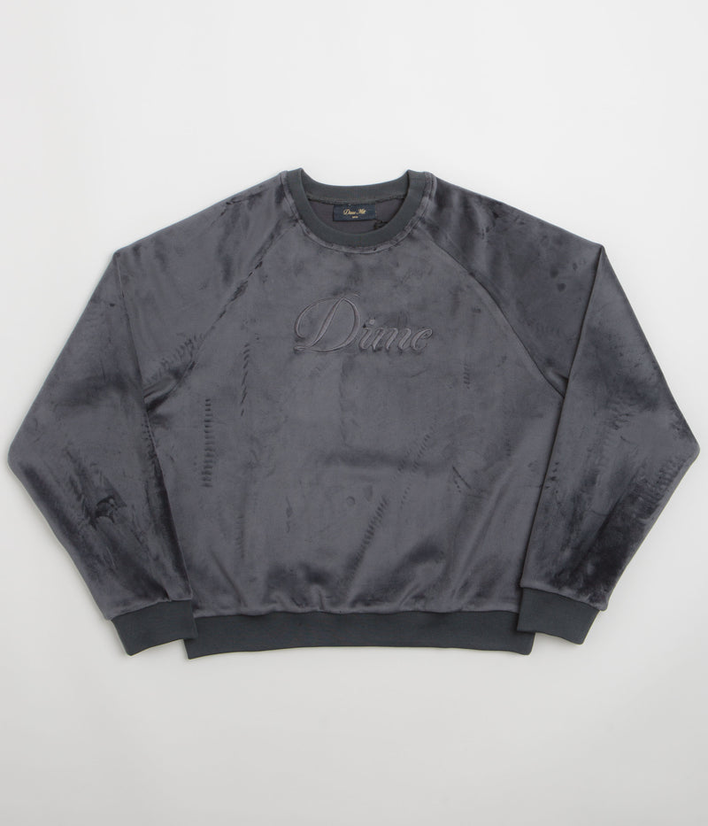 Dime Cursive Velvet Crewneck Sweatshirt in Smoke