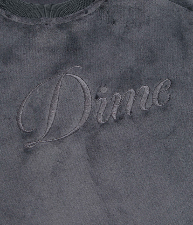 Dime Cursive Velvet Crewneck Sweatshirt in Smoke