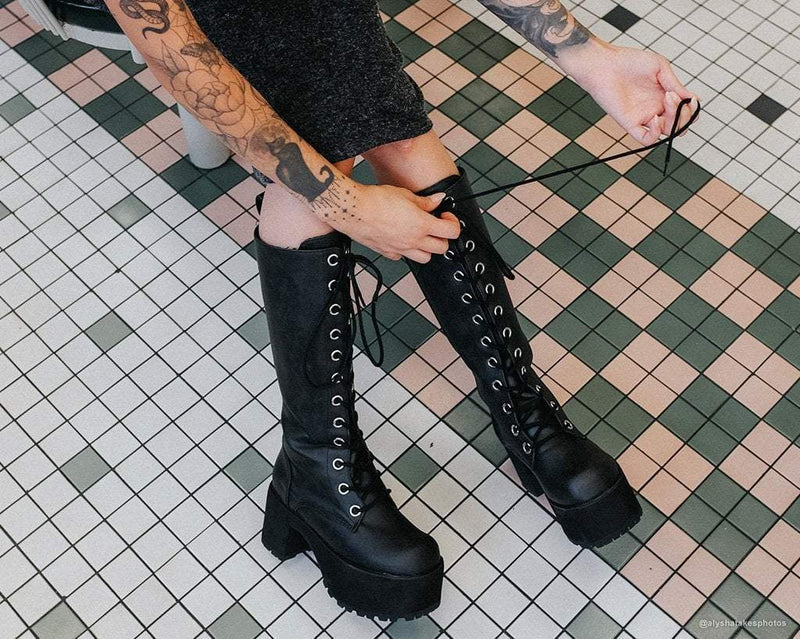 A9649L Distressed Knee-High Nosebleed Boot