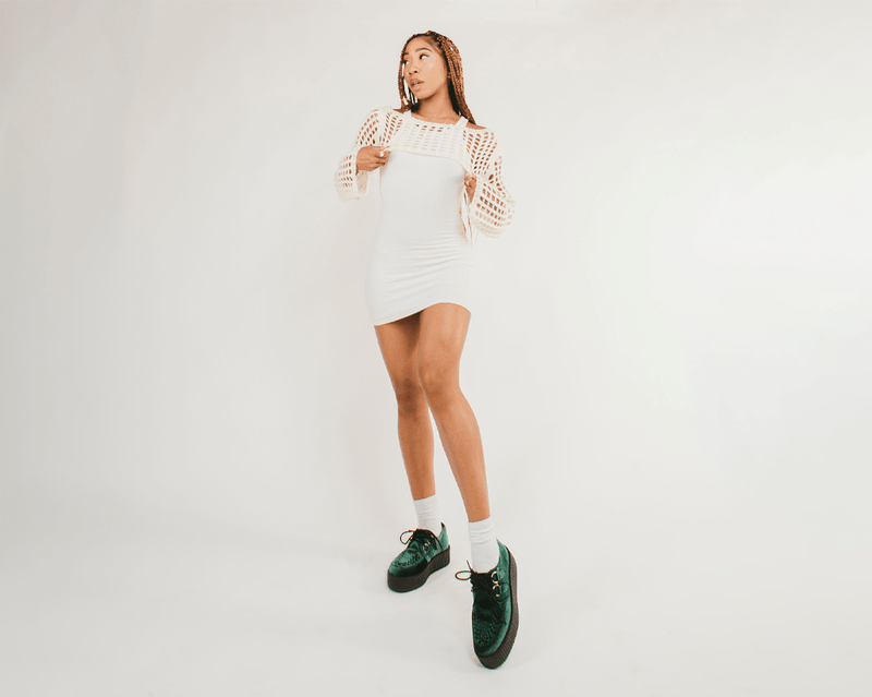 V8535 Emerald Green Velvet Viva Mondo Creeper