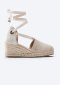 Escala Limited Edition Gold Canvas Lace Up Women Espadrille Wedge
